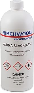 Aluma Black A14 by Birchwood Technologies - Cold Brush on Blackening Solution for Aluminum alloys Traditional Patina Blue and Black Oxide Touch-up (1 Quart)