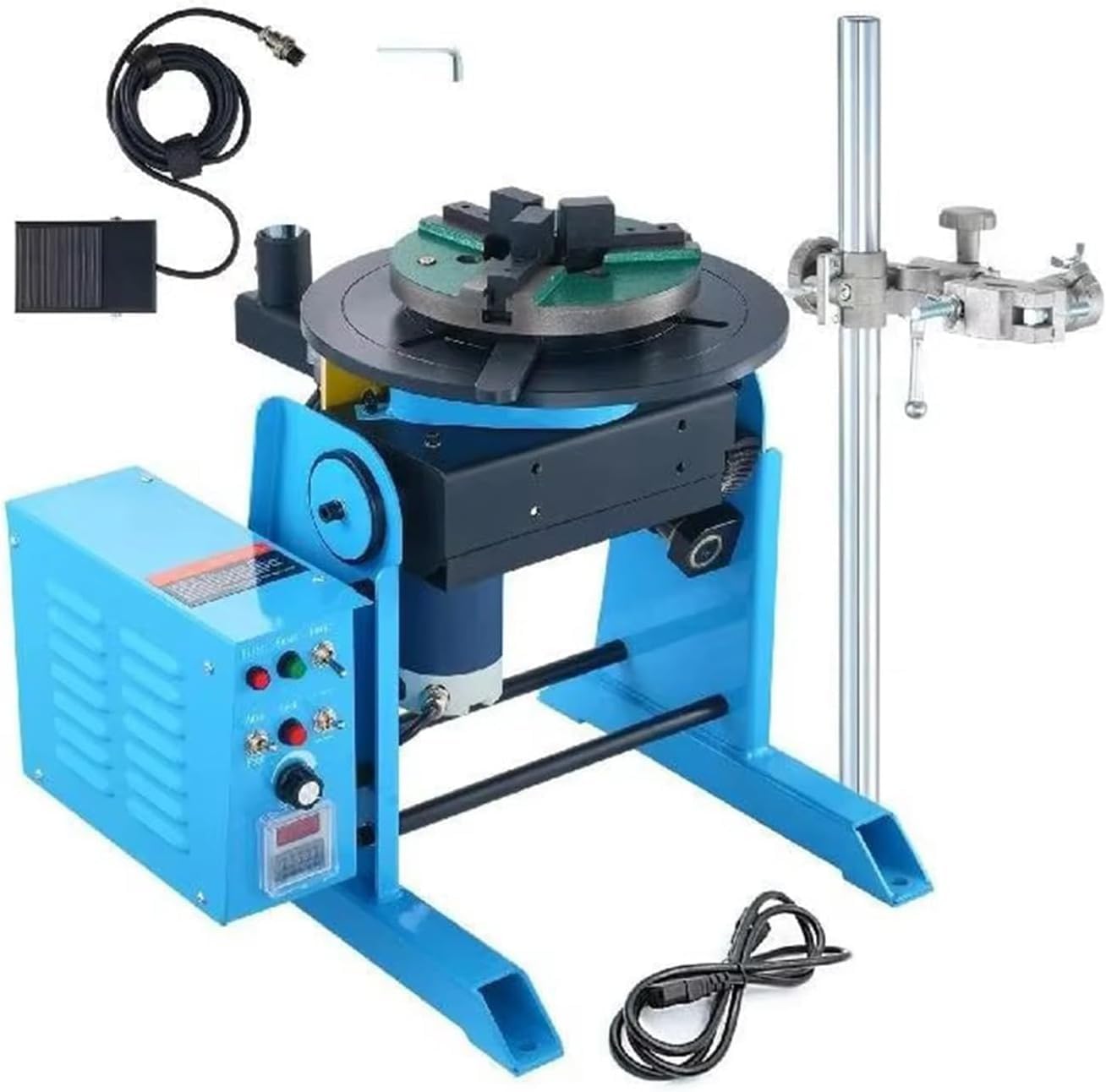 Posizionatore di saldatura rotante da 30 kg, tavola girevole di saldatura da 0-90°, 1-15 giri/min, per saldatura e posizionamento efficienti.