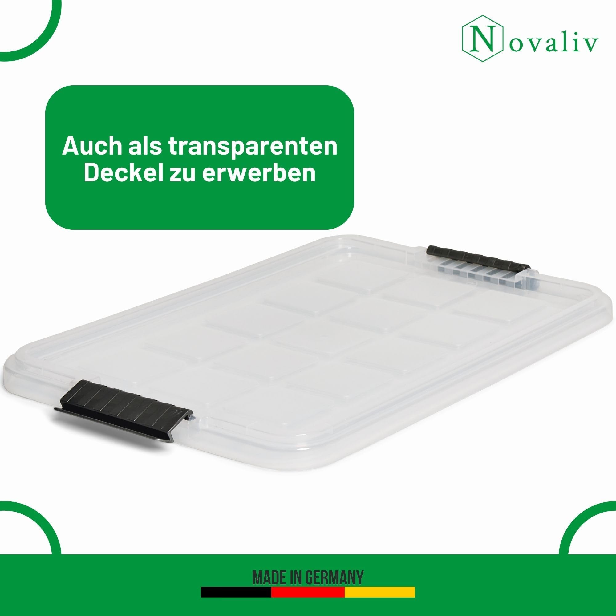 Novaliv 10x Ersatzdeckel 28-40 Liter mit Clipverschluss 61x40 cm Antrazit