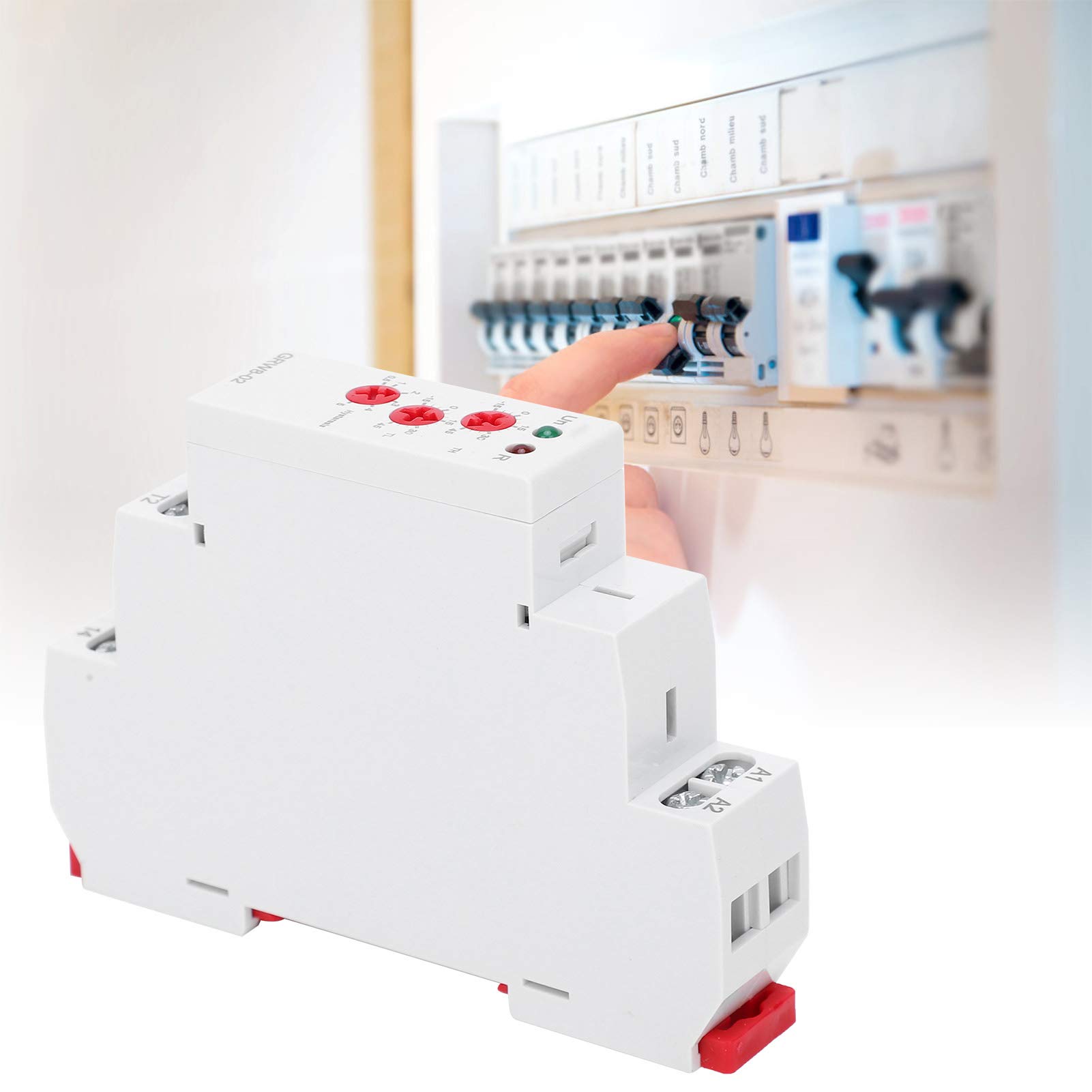 Relé de control de temperatura, CA/CC 24 V-240 V Instalación en carril DIN Controlador de temperatura con sonda de prueba GRW8-02