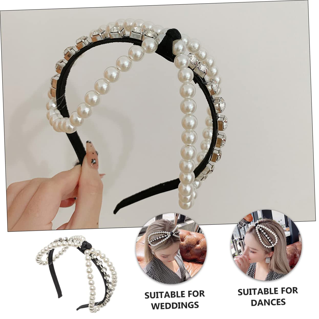 Diadema Diadema con diamantes de imitación Diademas con purpurina for mujer Diadema con perlas for niñas Bandas for el cabello con lazo Banda for el cabello con diamantes de imitación Diadema decorati