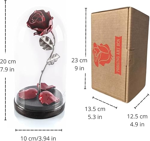 Miniatura 3 de Forging Art Bcn Rosa eterna forjada a mano en cúpula de cristal de La Bella y la Bestia, regalo para el día de la madre, día de San Valentín,