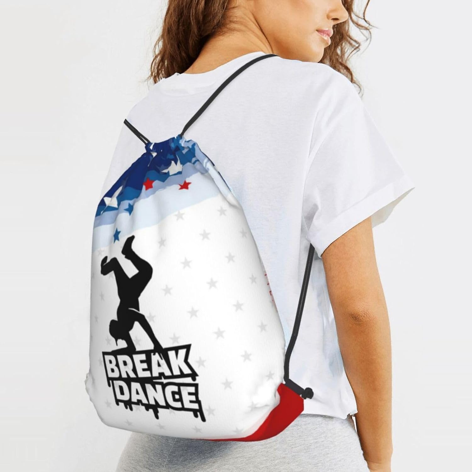 Break Dance Gym Sackpack bag for mens womens, Drawstring bag for yoga Travel Hiking Camping daily use