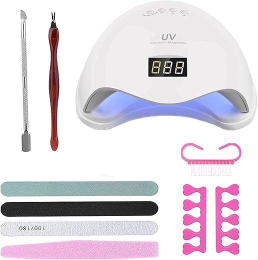 COMBO 48W UV LED Nail Lamp Nail Kit – Faster Nail Dryer Gel Polish Light,UV Gel Lamp With 24 Light Beads & 4 Timer Setting,Professional Curing Lamp for Fingernail and Toenail