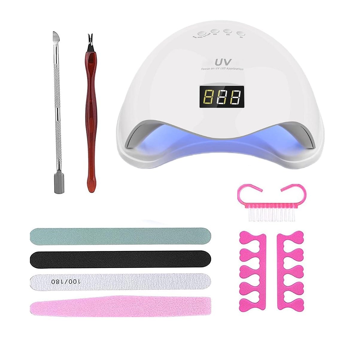 COMBO 48W UV LED Nail Lamp Nail Kit - Faster Nail Dryer Gel Polish Light,UV Gel Lamp With 24 Light Beads & 4 Timer Setting,Professional Curing Lamp for Fingernail and Toenail-image-41
