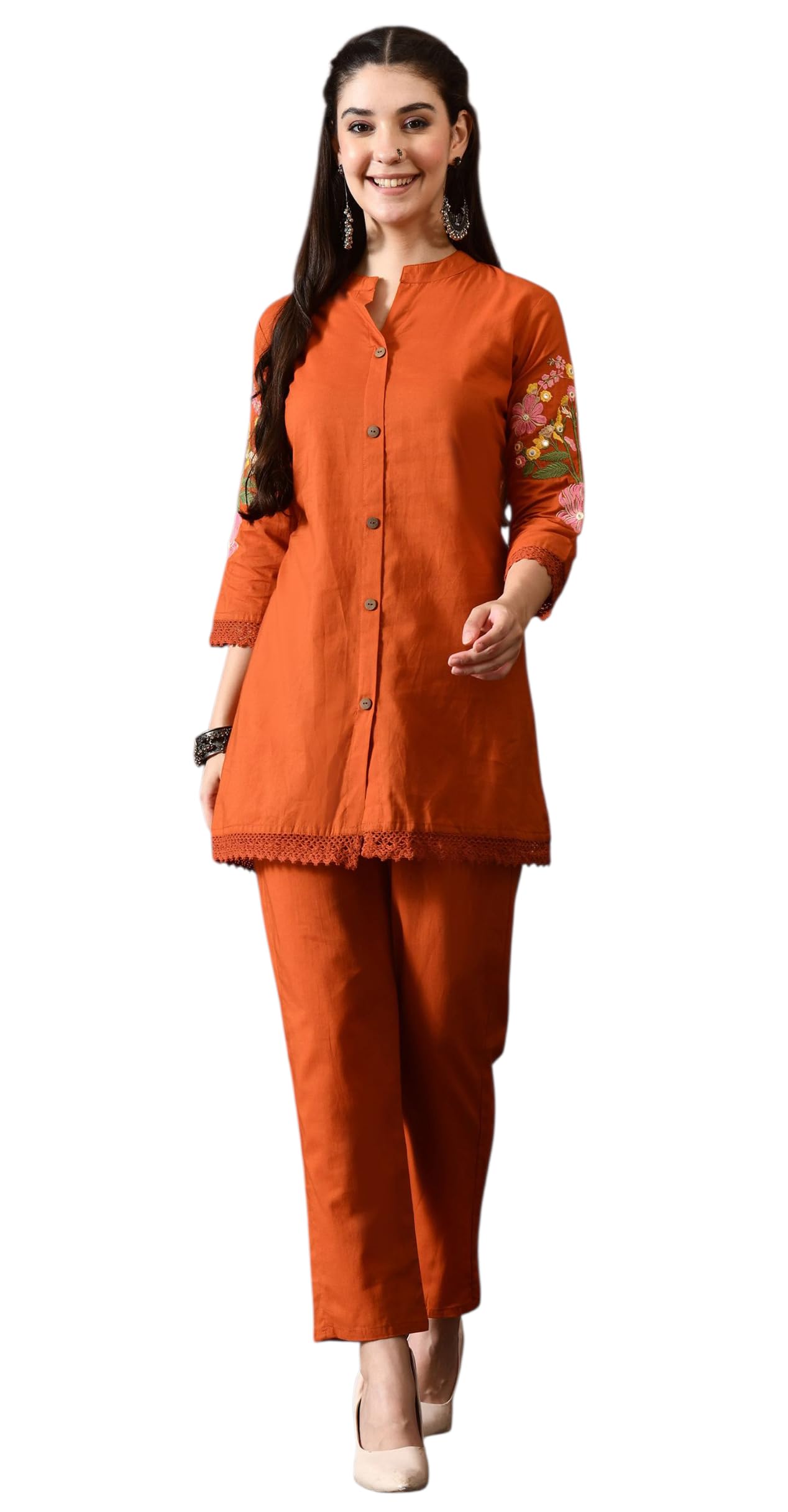 truvon fashions Stylish Women's Co-Ord Kurta with Pant Set Cotton Floral Kurti for Women-picture-51