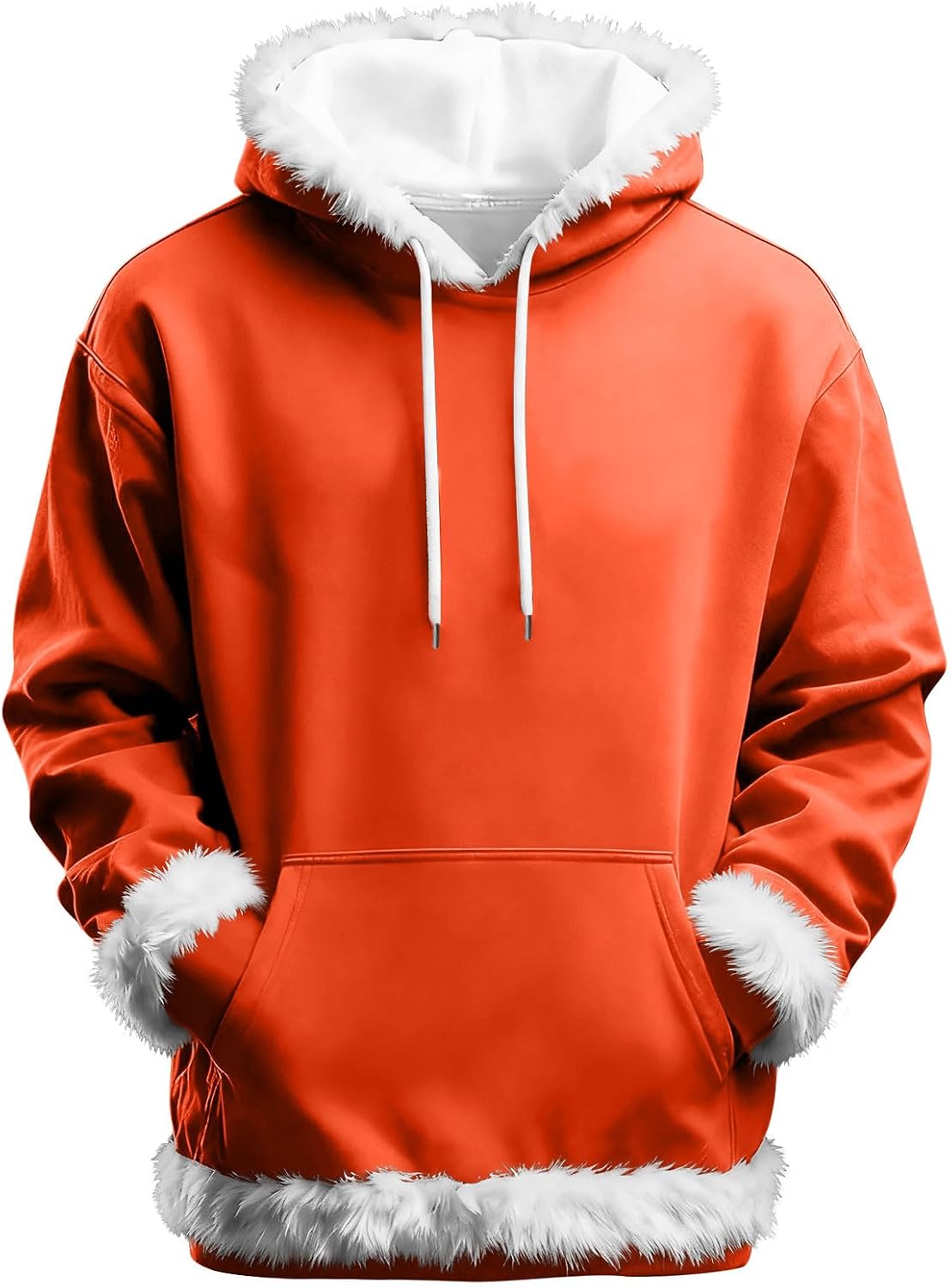 Men's Sherpa Lined Hoodie Faux Fur Pullover Winter Sweatshirt | Plush Sherpa Lining With Faux Fur Trim And Front Pocket For Cold Weather, Holidays, And Relaxed Streetwear