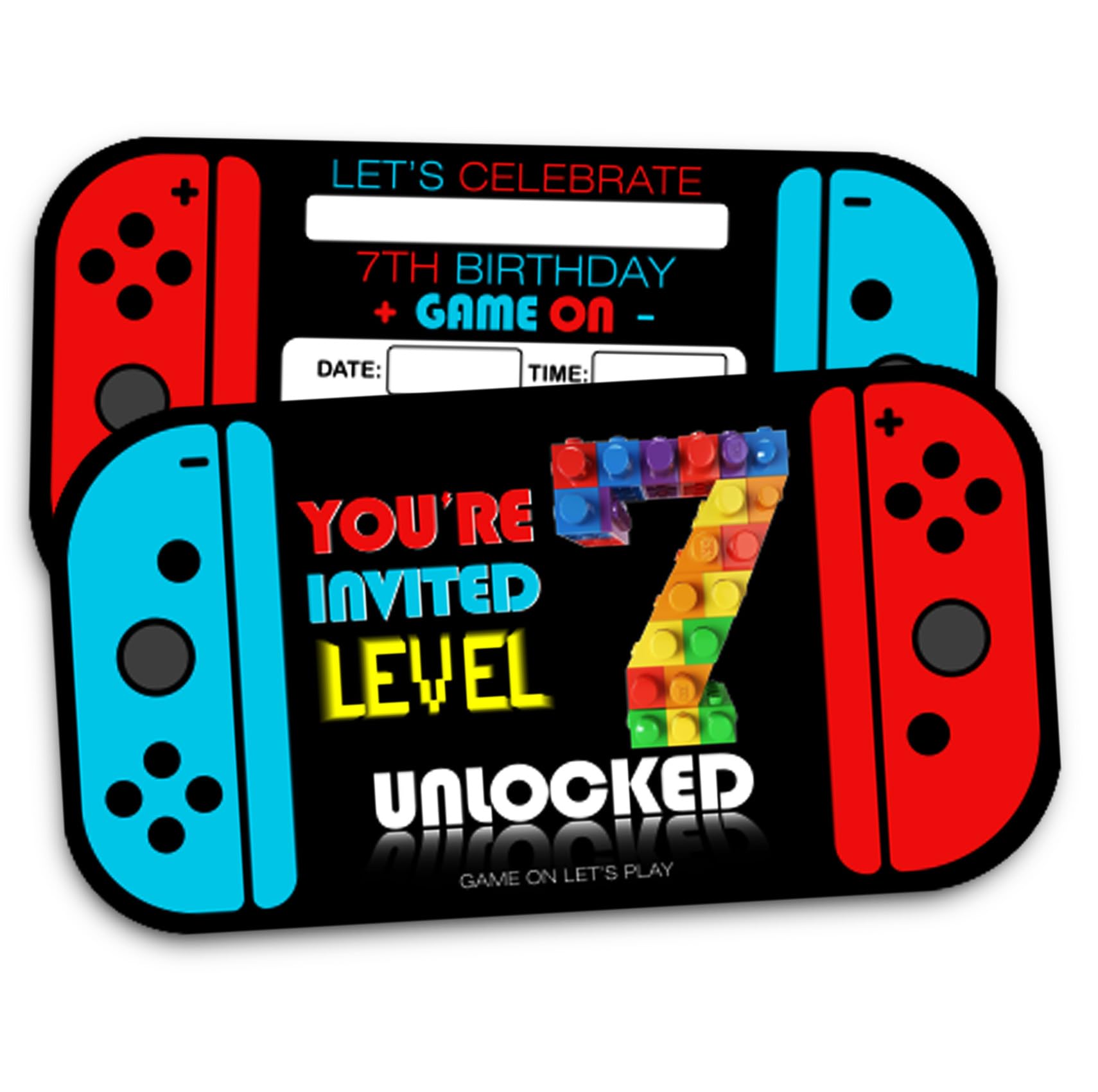 XIAOPNN Video Game Birthday Party Invitation,7 th Games Birthday Party Supplies, 30 Cards With 30 Envelopes