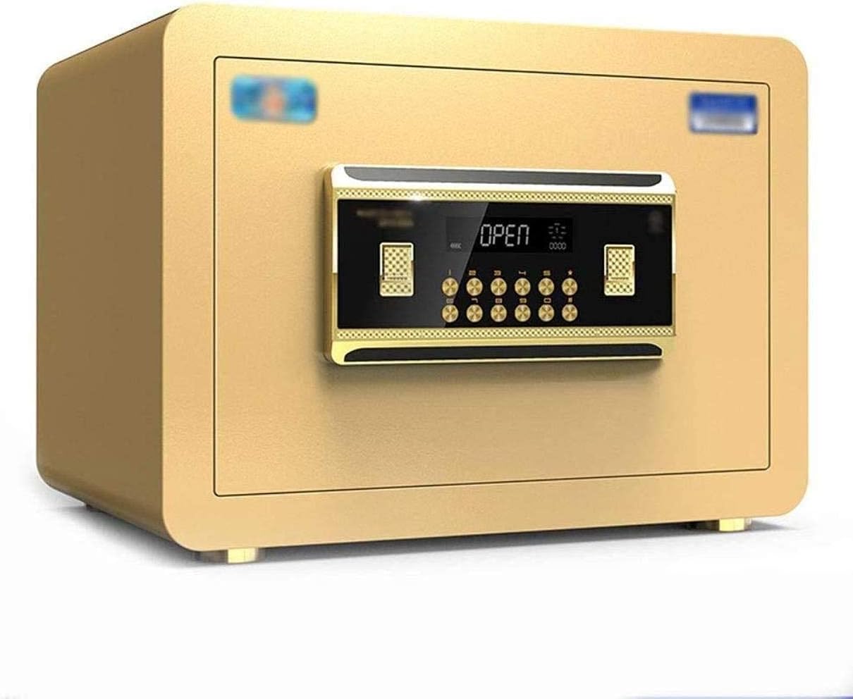 Safe Security Box, Upgrade Anti-Theft Small Low-Carbon Steel Password Suitable for: Office, Economy Cabinet, Gold strongbox