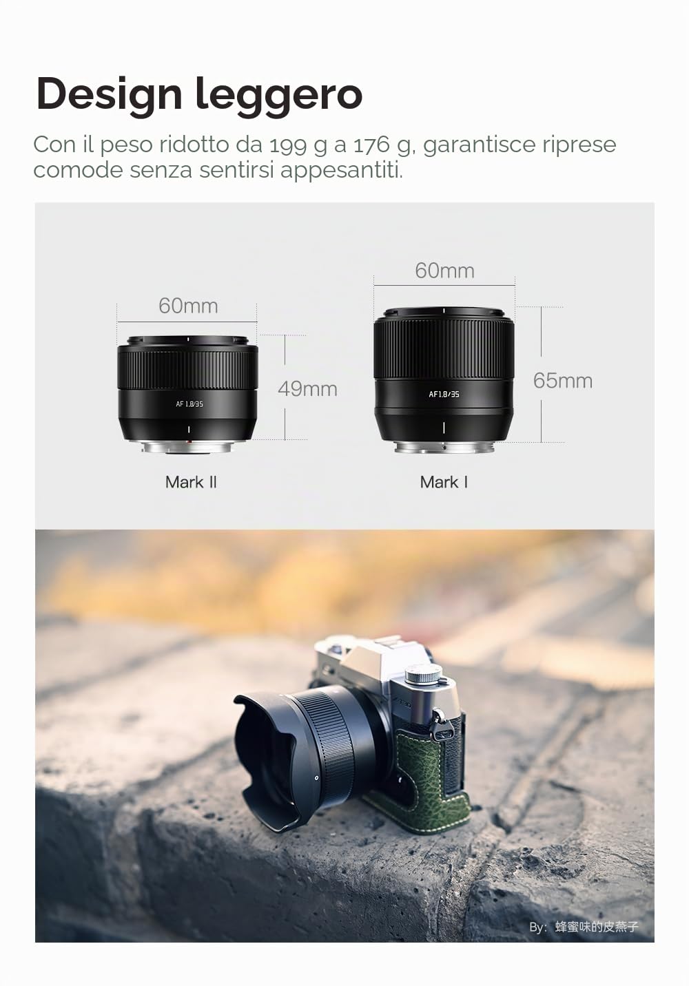 TTartisan Obiettivo AF 35 mm F1.8 II per Sony, APS-C Autofocus Obiettivo E Mount, design leggero, compatibile con fotocamere Sony E Mount