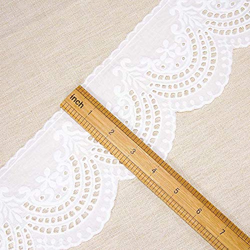 Vu100 Scalloped Eyelet Lace Trim White, 4 Inch Wide 2 Yard Cotton Lace Trim Fabric By The Yard, For Sewing Crafts Dress Tablecloth Blankets #TOP1