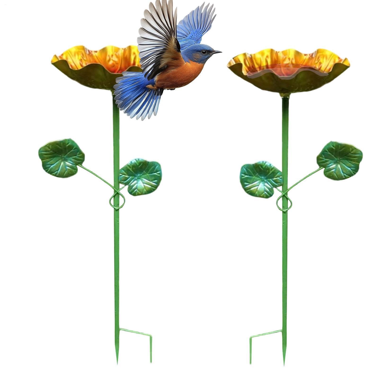 Baño de Aves de Exterior Bebedero Decorativo con Forma Floral | Recipiente Metálico Agua de Jardín Aves para Patio, Jardín, Césped, Colibríes, Abejas y Mariposas