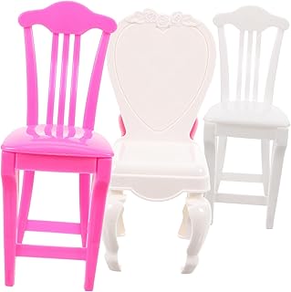 CORHAD 3 Pçs Cadeira De Brinquedo Mini Bonecas Cadeira Infantil Cadeira De Plástico Branco Mini Cadeira Modelo Pequena Cadeira De Plástico Casa De Bonecas Cadeira De Jantar Adorável
