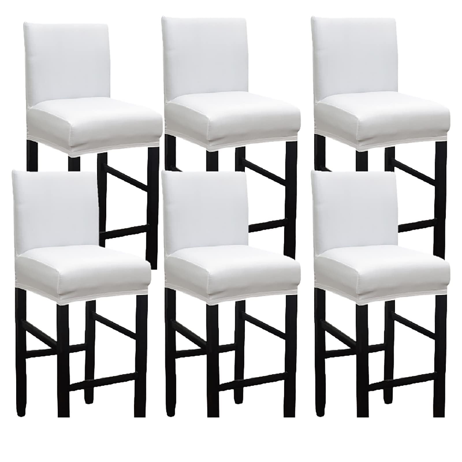 NMVAWIPT Waterproof Fabric Bar Stool Covers, Stretchy Slipcovers For Short Back Stools, For Kitchen, Cafe, Dining Room Decor(White,6 pieces)