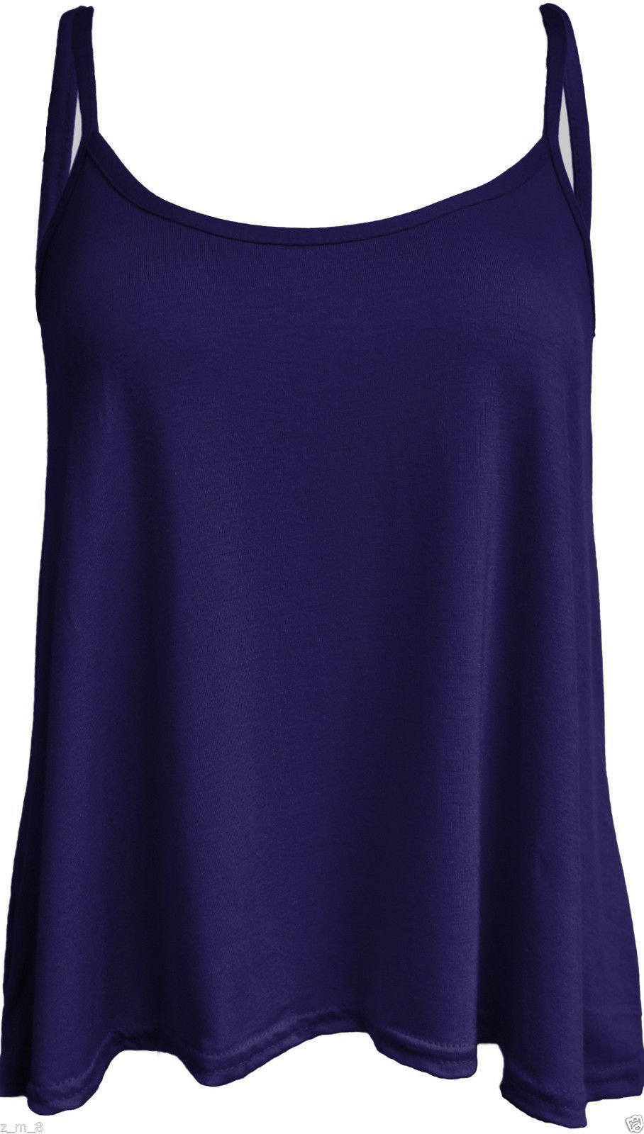 Ladies Women Plus Size New Camisole Cami Plain Printed Strappy Swing Vest Top Flared Sleeveless (Navy Blue, XXXL UK 24-26)