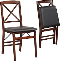 Vista 13 de Giantex Juego de 2 sillas de comedor plegables, sillas de cocina de madera plegables con asiento acolchado, estructura de madera maciza, carga