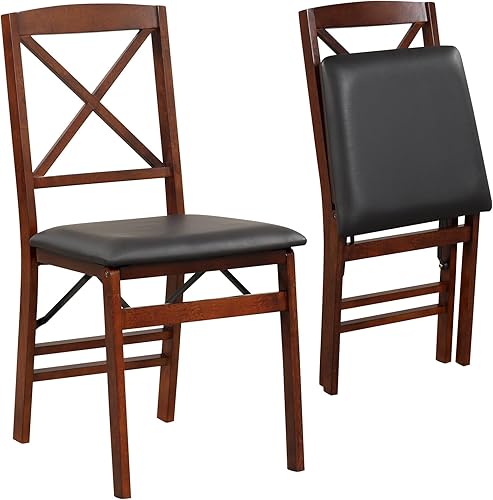 Giantex Juego de 2 sillas de comedor plegables de madera con asiento acolchado, marco de madera maciza, carga máxima de 400 libras, sin montaje, disponible en Yaxa Peru