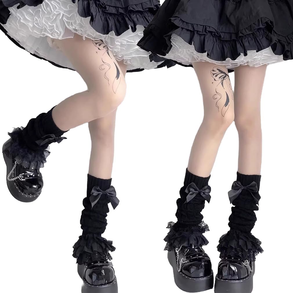 2Pair Harajuku Knitted Leg Warmers Knee High Leg Sleeve Socks Lolita High Socks