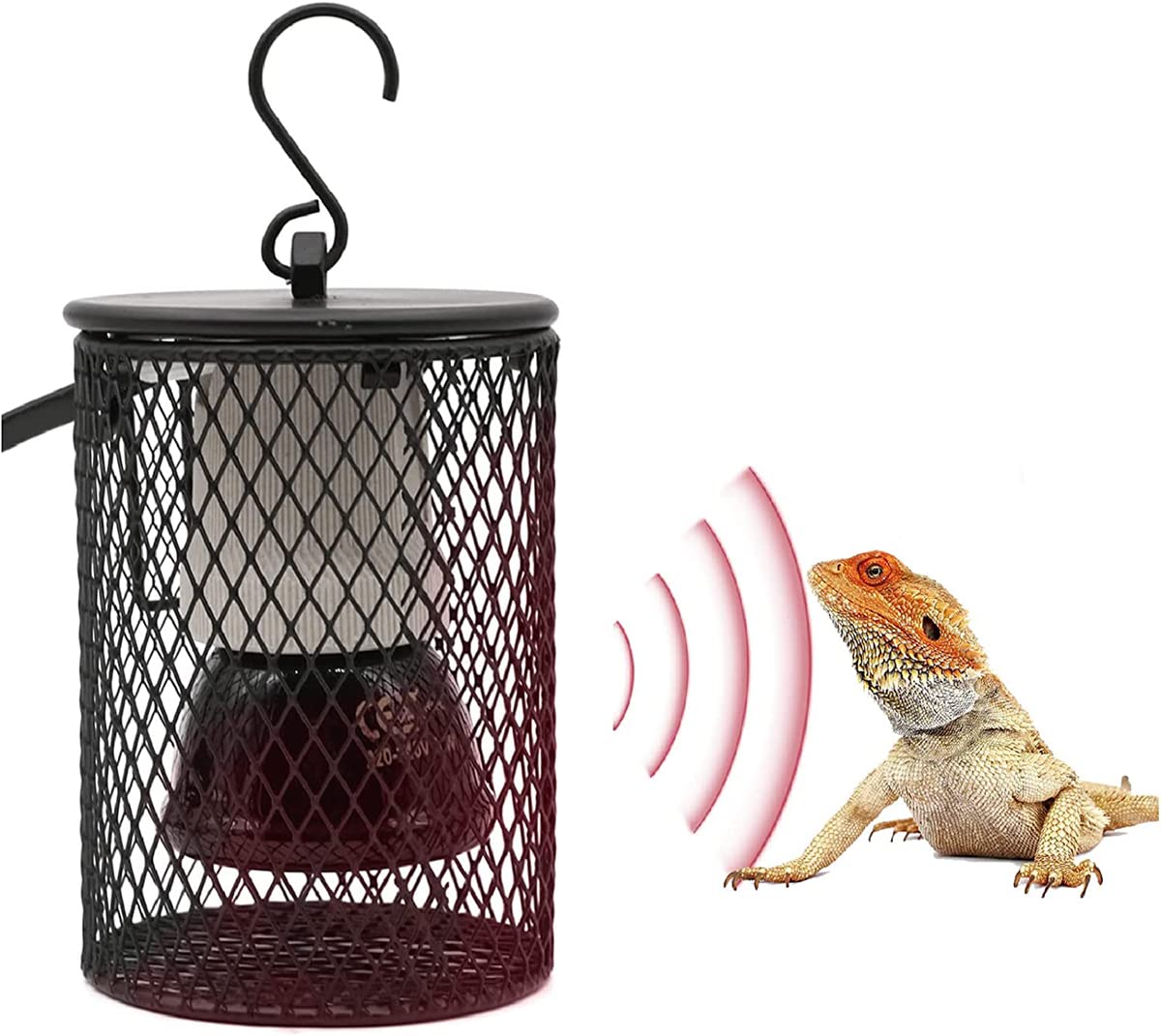 Lampa grzewcza z przełącznikiem przeciwgryzowym i regulacyjnym, żarówka ceramiczna Lampa grzewcza, dla Zwierząt Jaszczurka żółw,25W