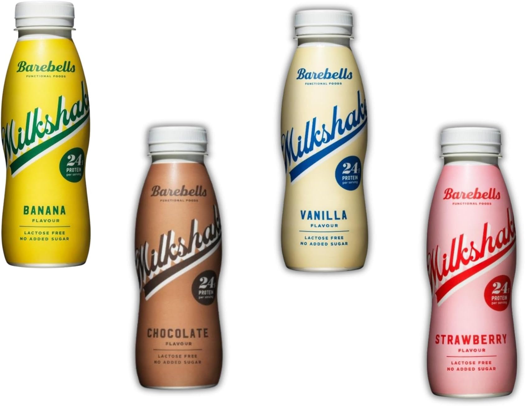 TEA HOUSE DIRECT Barebells Milkshake Picks N Mix - Choose From Bottle with 4 Flavours - Banana, Chocolate, Strawberry, Vanilla Protein - Pack of 4