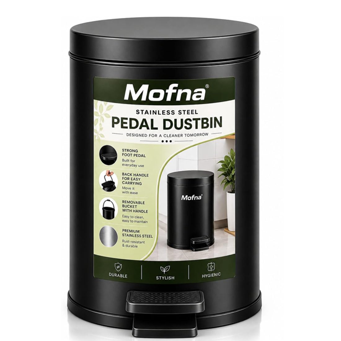 Stainless Steel Pedal Bin - Touch Free Wastebasket -1