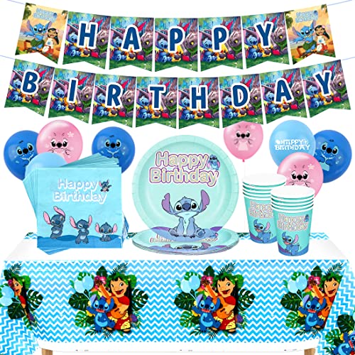 52pcs Ensemble de Vaisselle de Fête avec Thème,kit de Vaisselle D'anniversaire avec Assiettes, Gobelets, Serviettes, Nappe