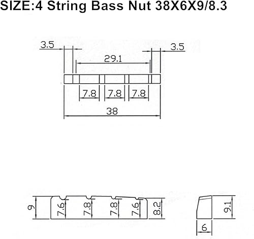 Miniatura 40 de Miwayer Tuerca de puente de hueso de bajo eléctrico de 4/5/6 cuerdas, parte inferior plana, preranurada, hecha de hueso real