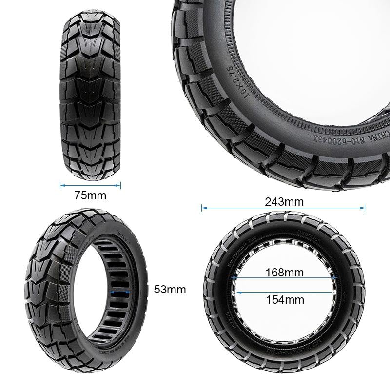 eWheel - Ruota massiccia 10 x 2,75 6,5/B54 offroad per scooter elettrico ad alta resistenza per uso quotidiano migliore presa e stabilità in viaggio urbano