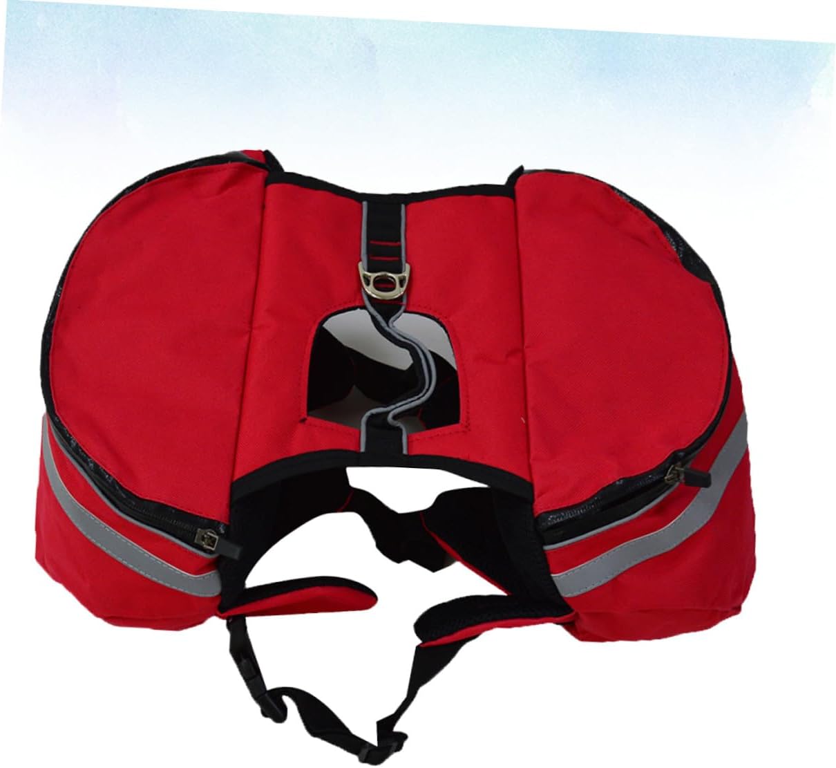 Portable Dog Saddlebag Sports Backpack for Hiking Camping Travel Oxford Material with Side Pockets and Rear Leash Hook Breathable Red Pet Rucksack with Reflective Safety Band