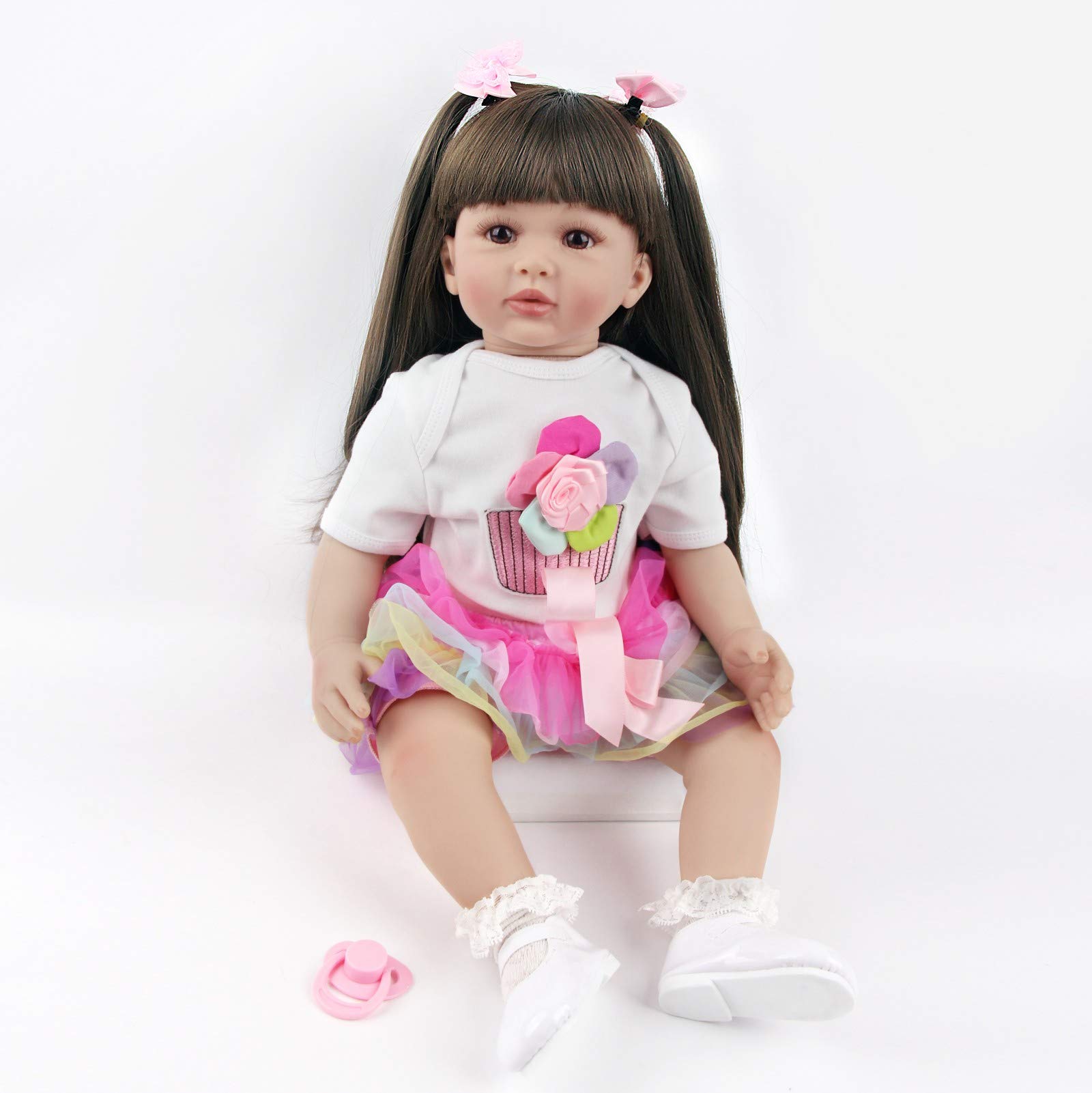 ZIYIUI Bambola Reborn Femmina 24 Pollici 60 cm Realistico Vinile Silicone Morbido Simulazione Bambino Bambole Reborn Toddler Babies Regalo di Natale Compleanno Giocattoli （24 Pollici）