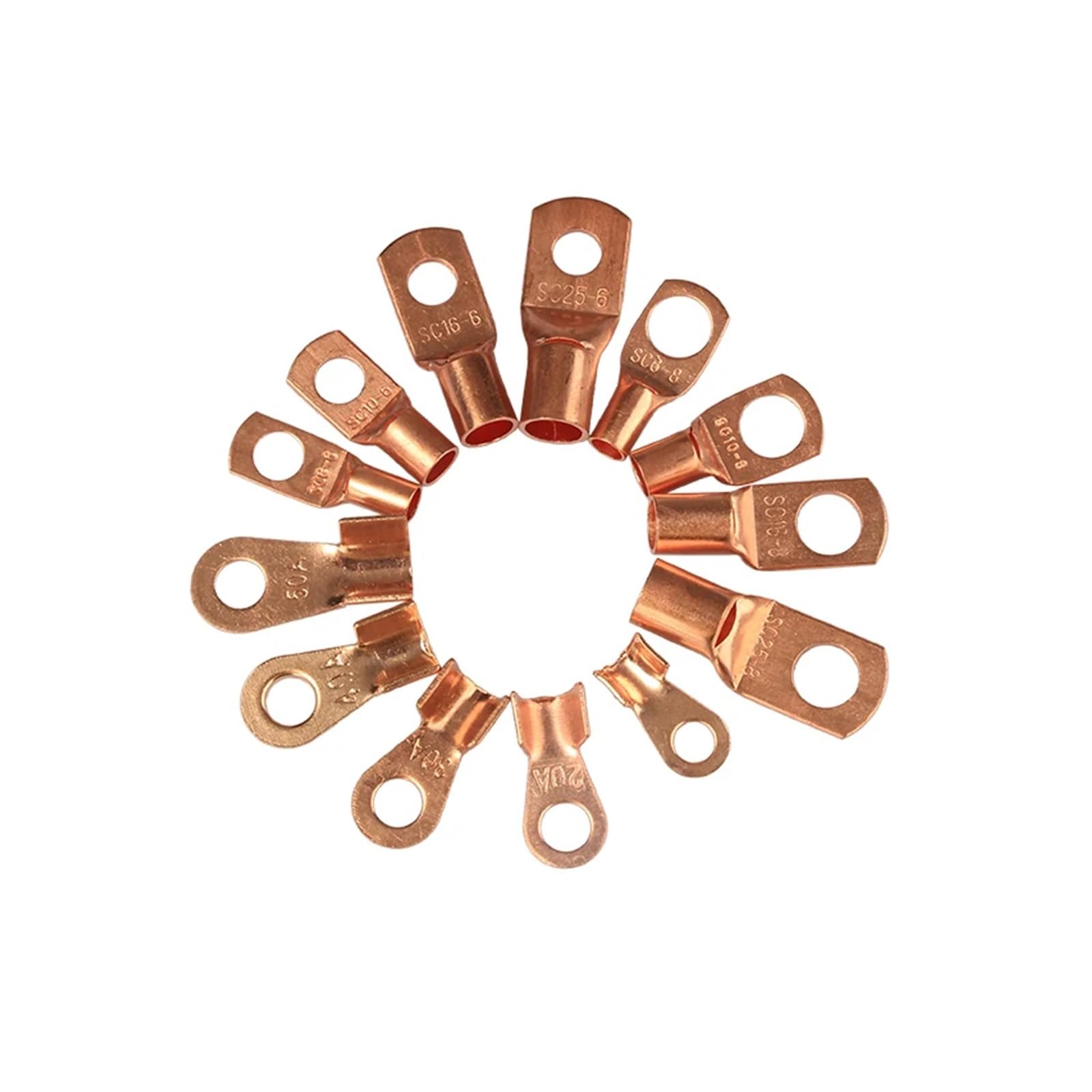Kit d'assortiment de 130 cosses à souder Anneau en cuivre SC6-25 et Fil OT 10 A-50 A, connecteurs Batterie sertis/soudés