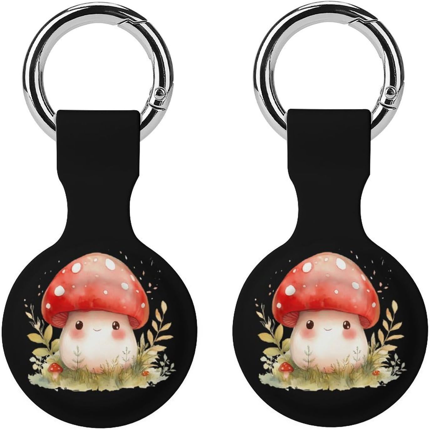 Cute Red Mushroom Funny Cover Compatible with AirTag Case Protector GPS Tracker Holder with Keychain