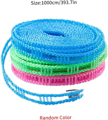 Miniatura 4 de Tendedero de nailon portátil de viaje ajustable a prueba de viento cuerda de secado para lavandería 32.8 ft color aleatorio 3 unids tendedero