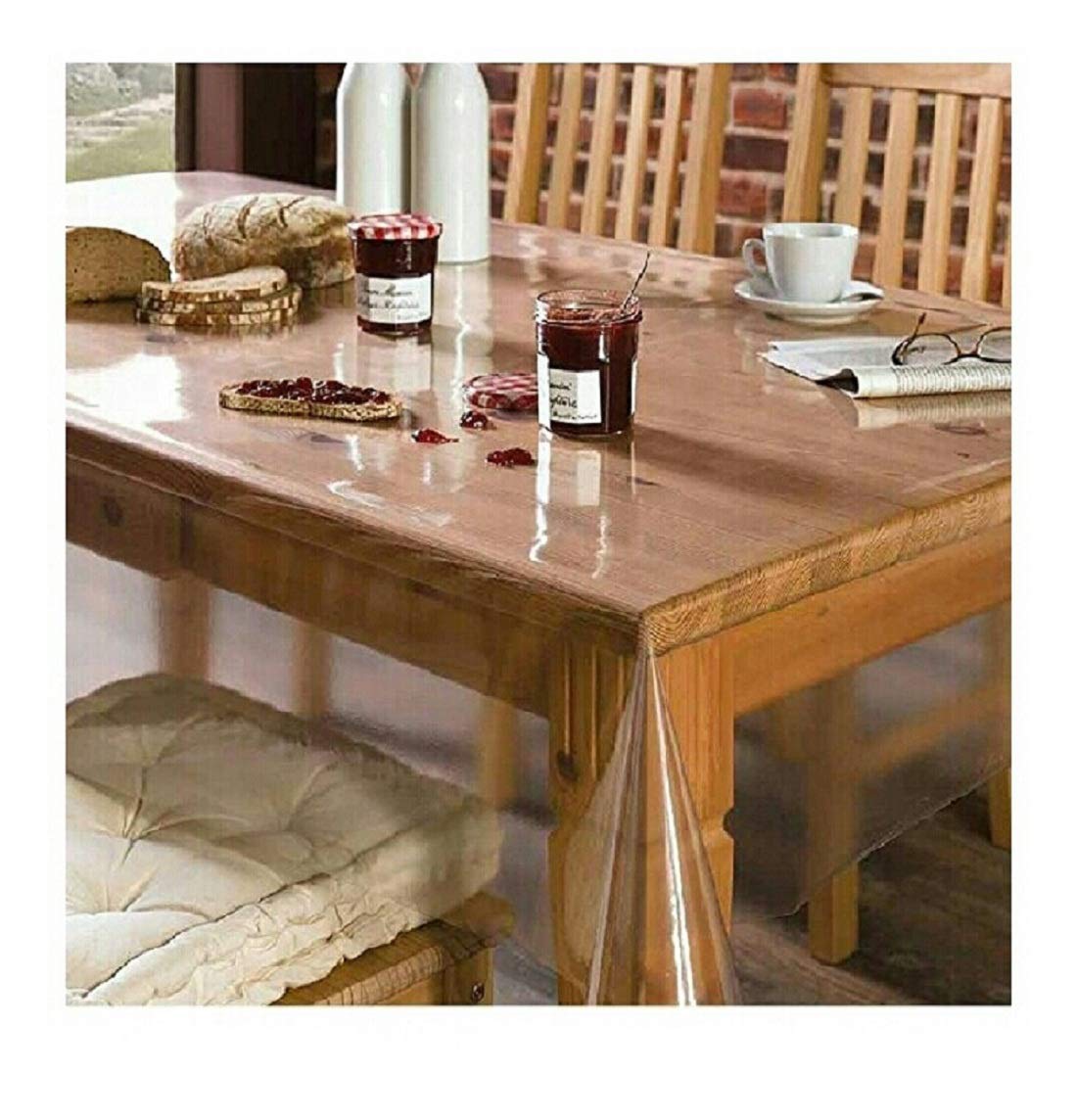 MONKDECOR Plastic Pvc Transparent 8-10 Seater Rectangular Dining Table Cover Without Border(Lxb - 60X108 Inches).-image-17