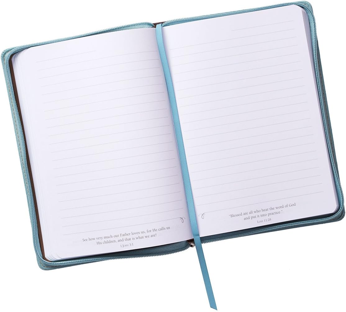 Personalized Journal Custom Text Your Name Blessed Zippered Classic LuxLeather Journal Custom Made Gift for Baptisms Christenings Birthdays Celebrations Holidays