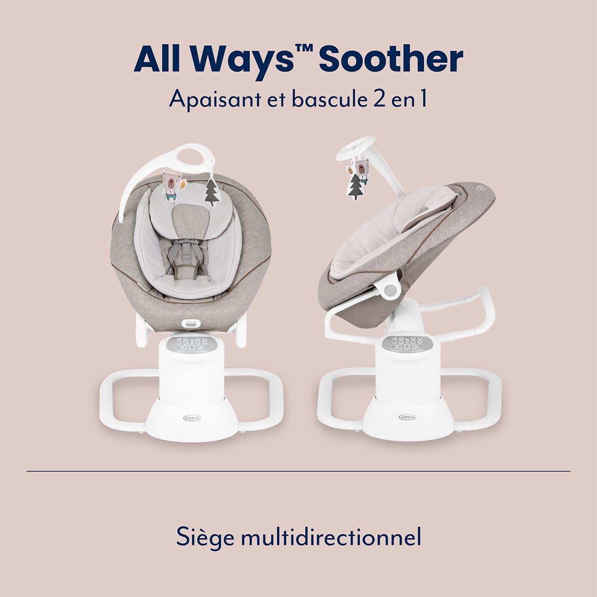 Graco All Ways Soother 2 en 1, balançoire électrique bébé transat portable, naissance à 9 mois (9 kg), vibration oscillation réglable