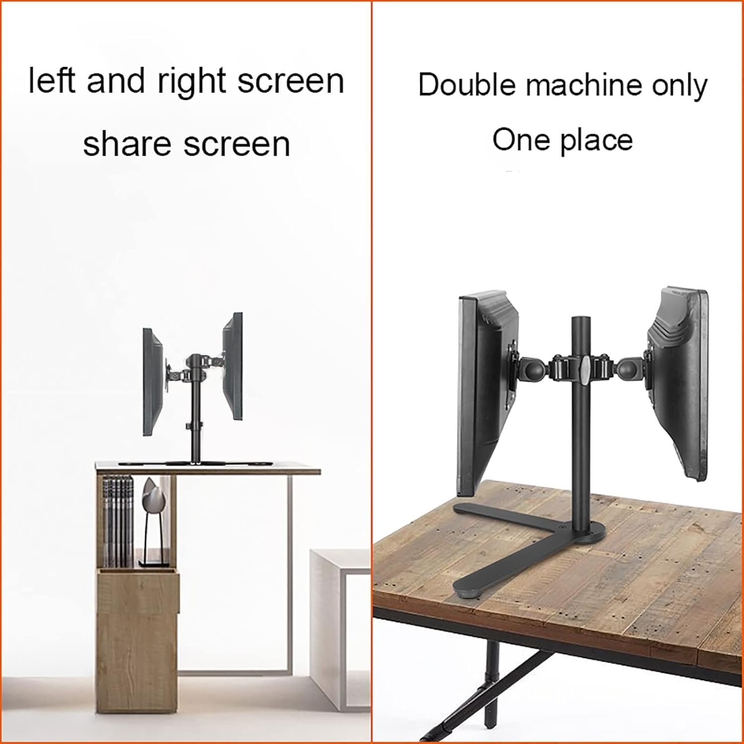 TV Stand Dual Screen Monitor Desktop Installation Height/Angle Adjustable Independent Steel Mounting Base Suitable for 12-27 Inch Screens