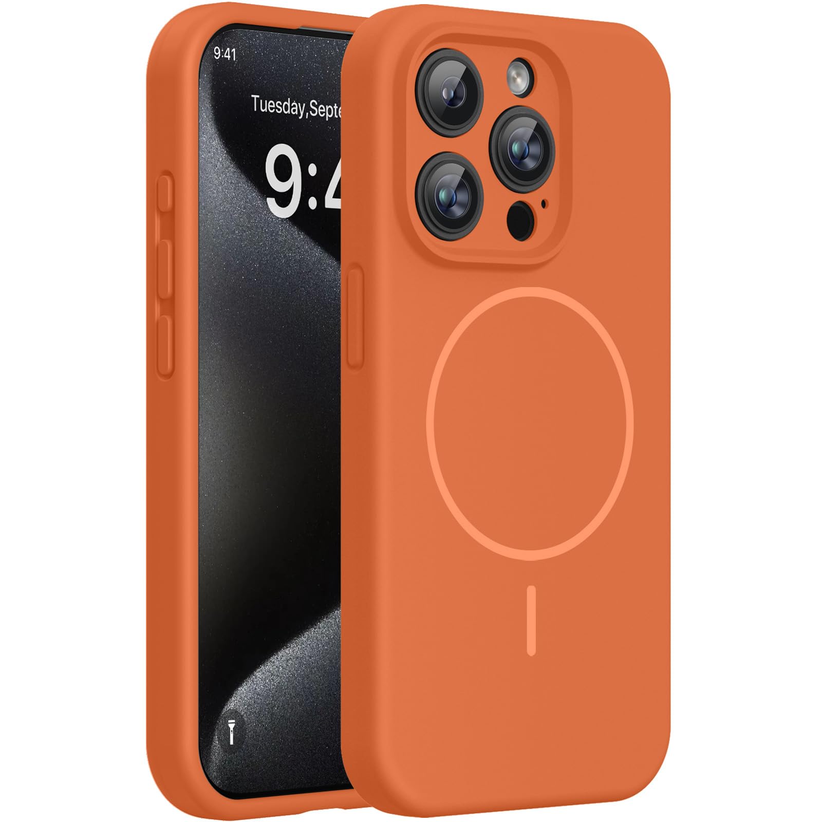 Photo 1 of Miracase Silicone & Magnetic Case for iPhone 15 Pro - Amber Orange