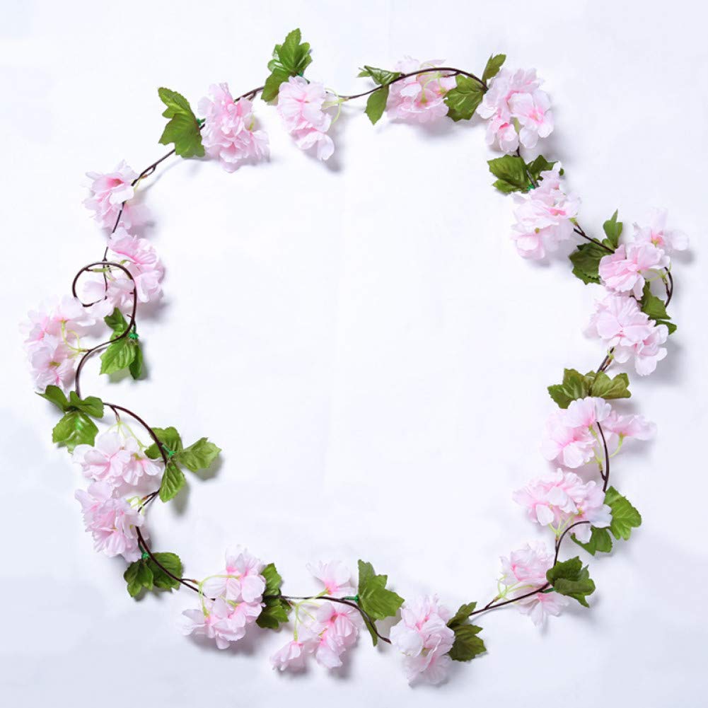 Faux soie fleurs de cerisier vigne artificielle de mariage et guirlande suspendue en rotin