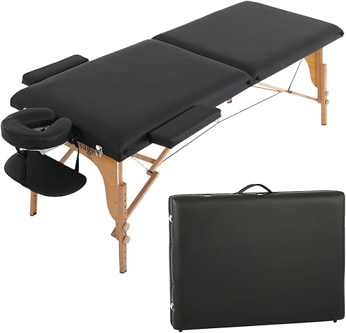 Miniatura 8 de Mesa de masaje, 2 camas de masaje dobladas 73 pulgadas de largo 28 pulgadas de ancho, cama de pestañas portátil de masaje, altura ajustable, salón