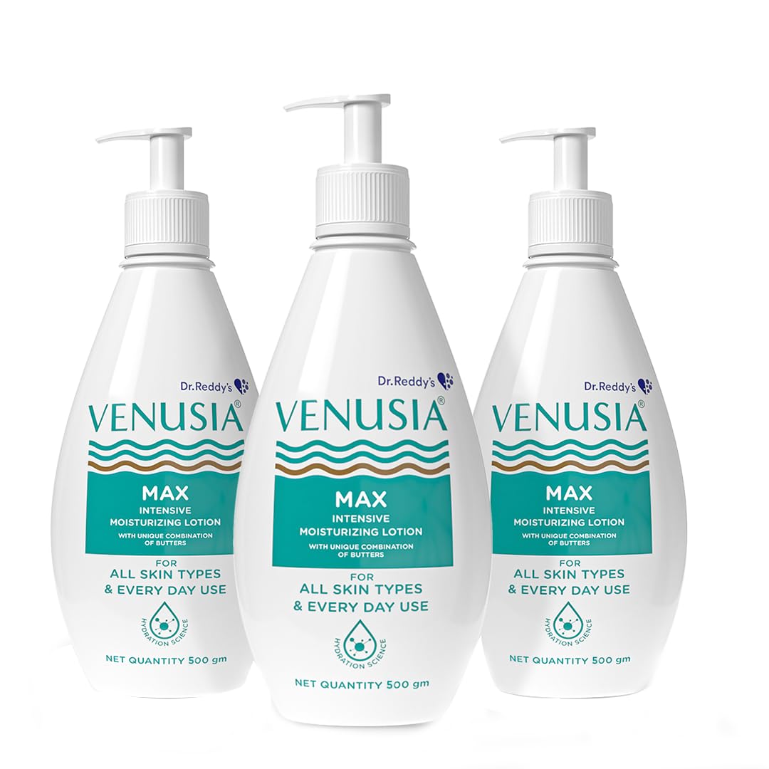 Dr. Reddy's Venusia Max Intensive Moisturizing Lotion | Dermatologist Recommended | Clinically Proven, Long-Lasting Moisturization | For Normal to Very Dry Skin | Cocoa Butter, Shea Butter, Mango Butter and Aloe Butter | 500 g (Pack of 3)-picture-14