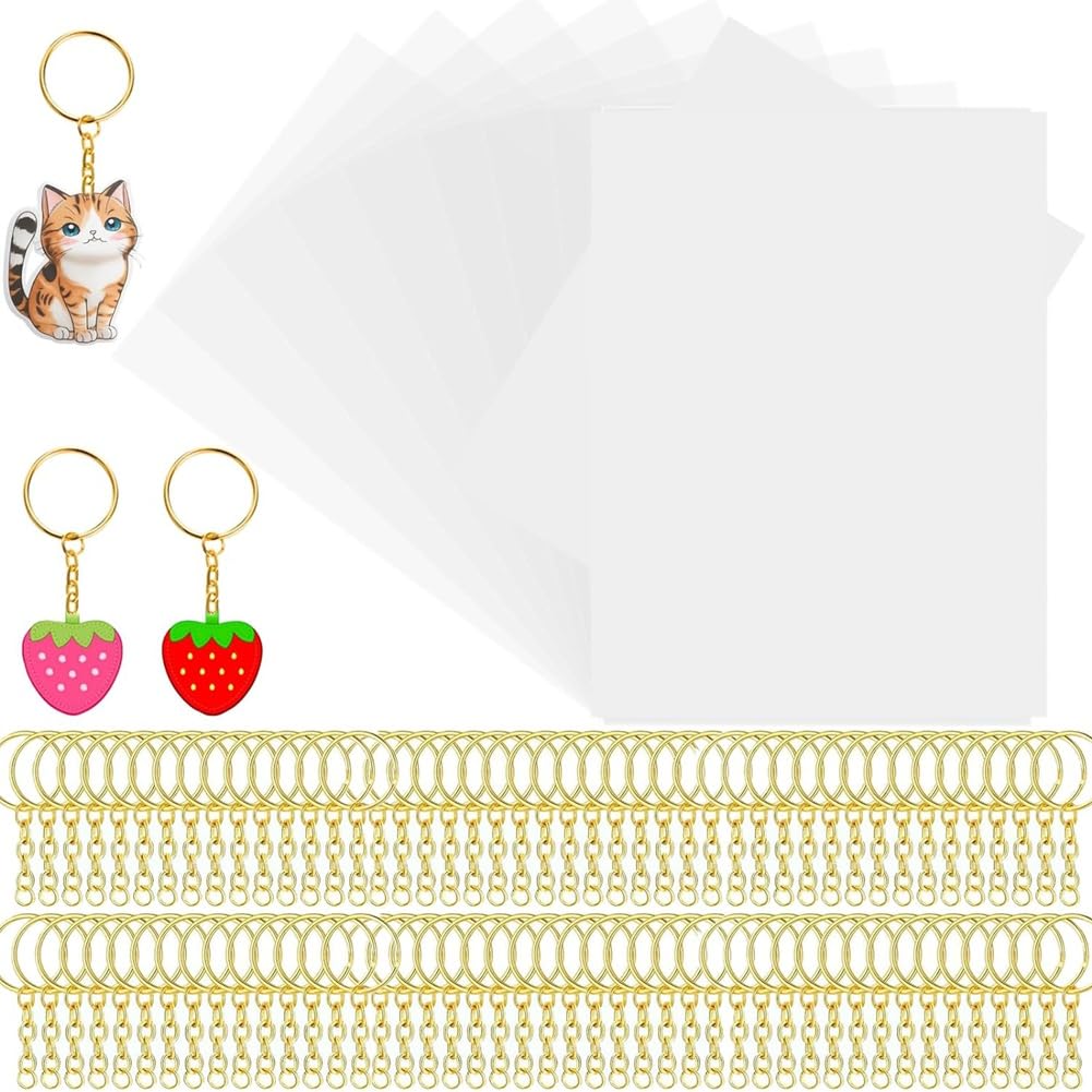 Papier thermorétractable enfants plastique dingue grand format 11,4x8 avec porte-clés