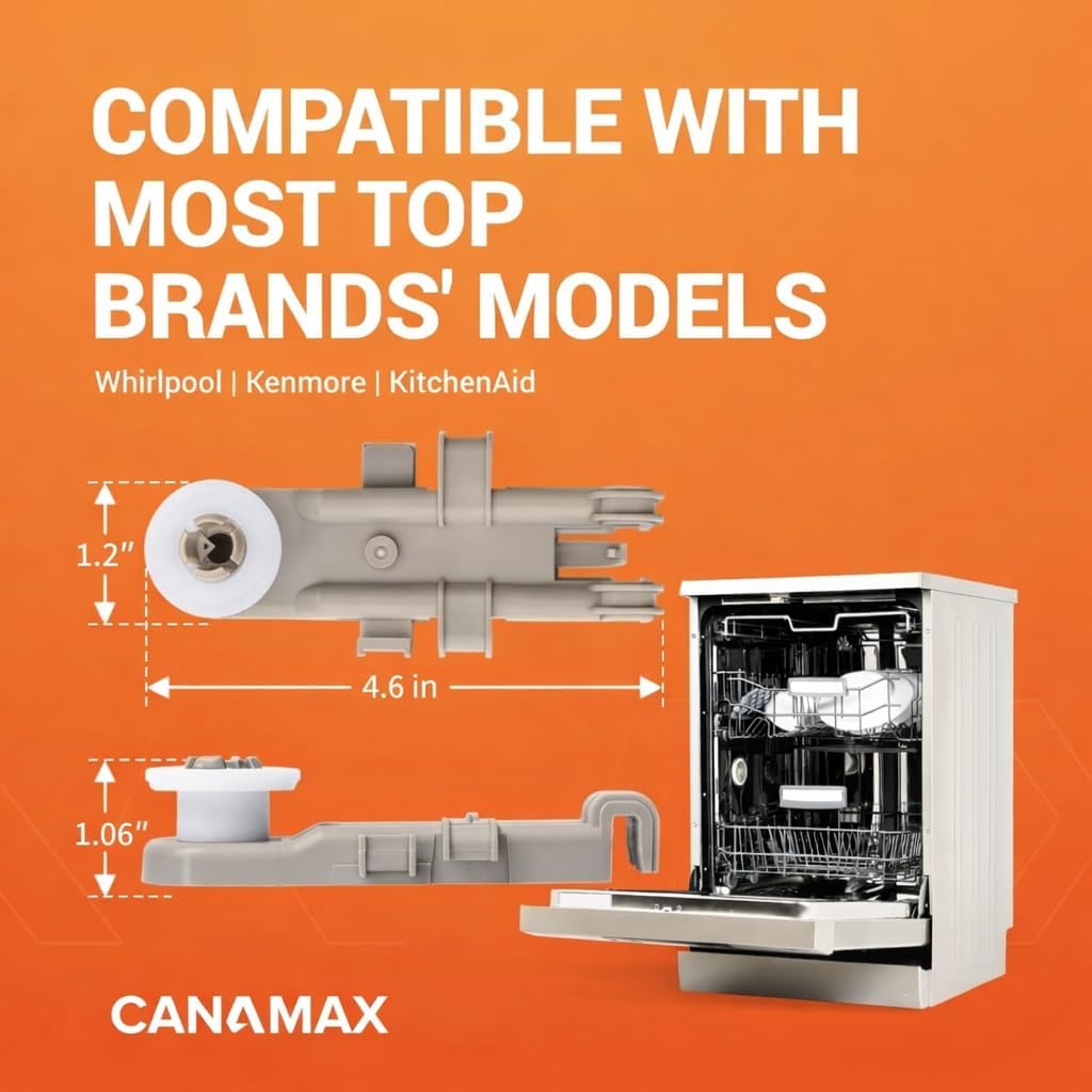 [Upgraded 2026] 8268743 WP8268743 Dishwasher Upper Rack Wheel by Canamax - Compatible with Whirlpool Kenmore KitchenAid Dishwashers - Replaces WP8268743VP AP6012252 PS11745459 830899 - PACK OF 4