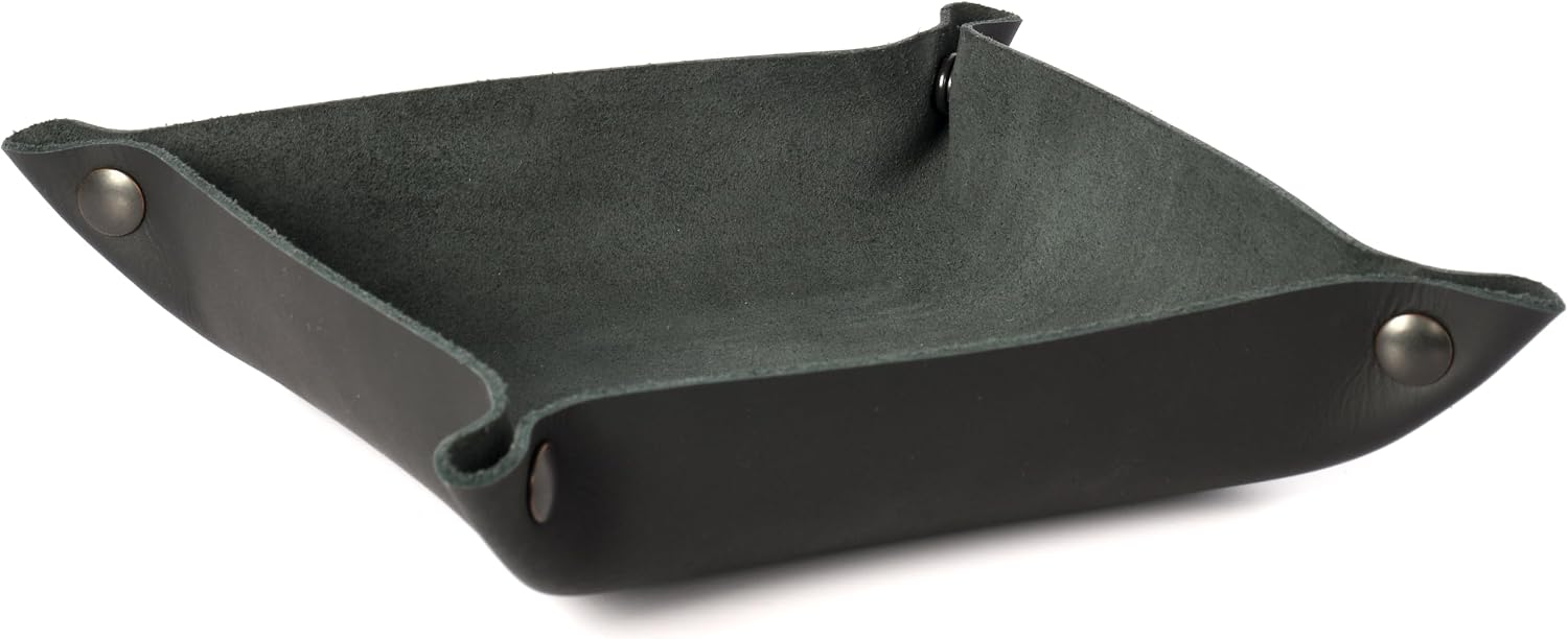 Leather Organizer Valet Tray for Keys, Phone & Wallet - Made in USA
