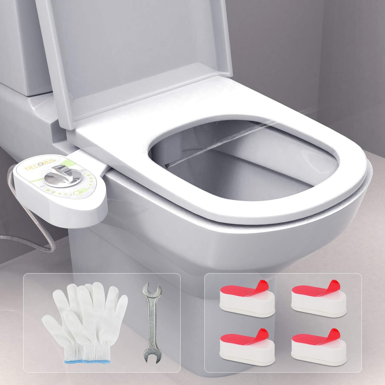 Bidet Toilet Seat - Toilet Sprayer Bidet - Toilet Seat Water Spray Jet - Adjustable Water Pressure Bidet Sprayer - Bidet Sprayer for Toilet - Smart Toilet - Include Toilet Seat Bumper by DECORUS