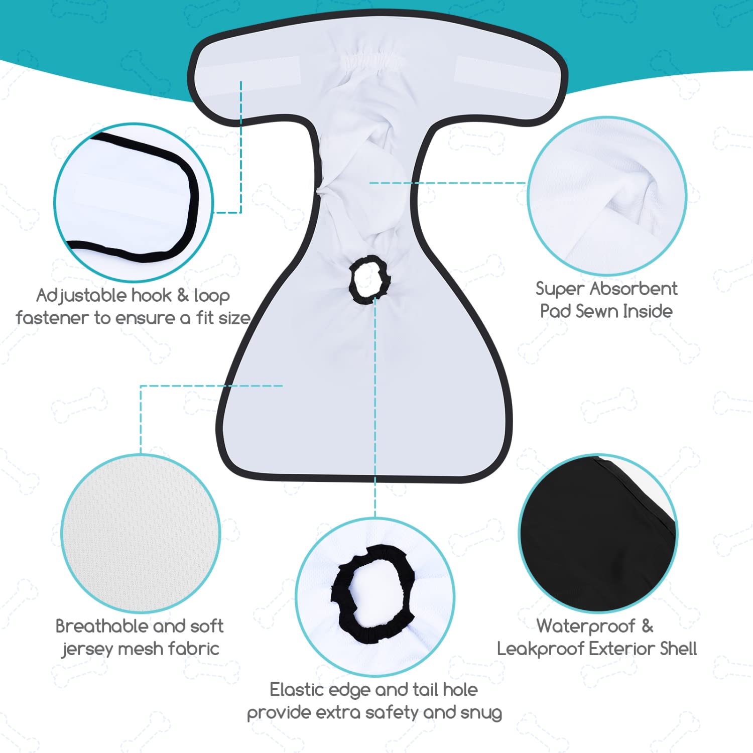 Nobleza 3X Pannolini per Cani Lavabili, Mutandine Igieniche per Cani Femmine in Calore, Slip Igienici Riutilizzabili per Animali, Altamente Assorbenti(M Vita 35-45cm, 3 Pezzi, Nero)