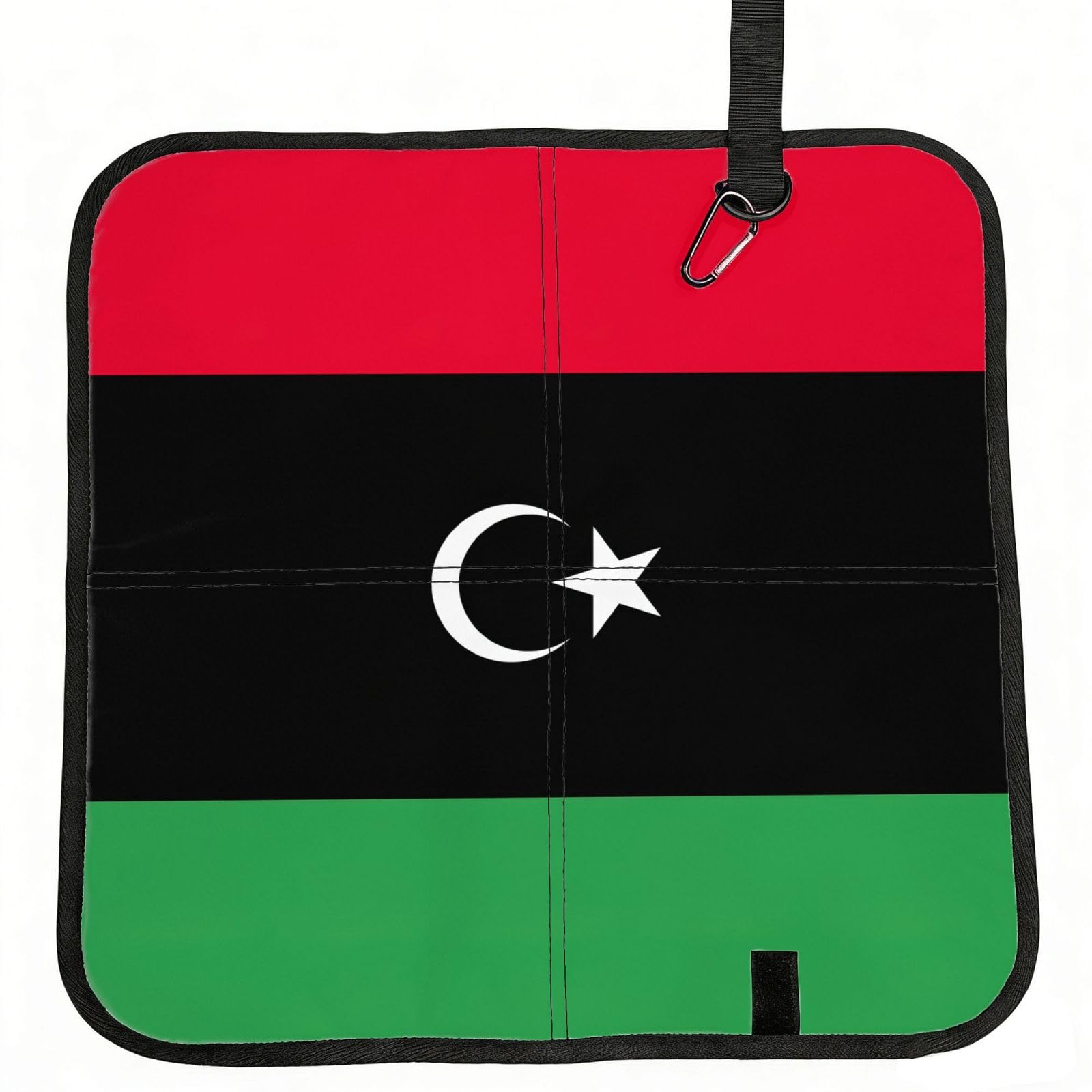 bghdfa Libyan Flag Print Outdoor Sitting Mat Waterproof Oxford Cloth Seat Cushion Folding Foam Camping Seat For Picnic