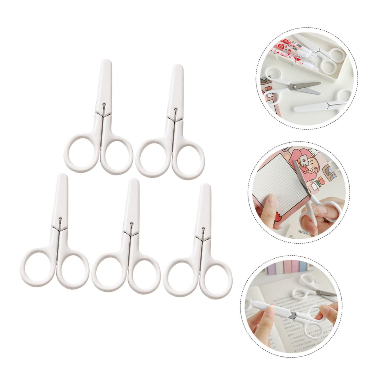 Gadpiparty 4 Set Forbici Di Sicurezza Forbici Artistiche Portatili Forbici Artigianali Per La Casa Forbici Multifunzione Per Studenti Fornitura Plastica Bianca 5 Pezzi * 4