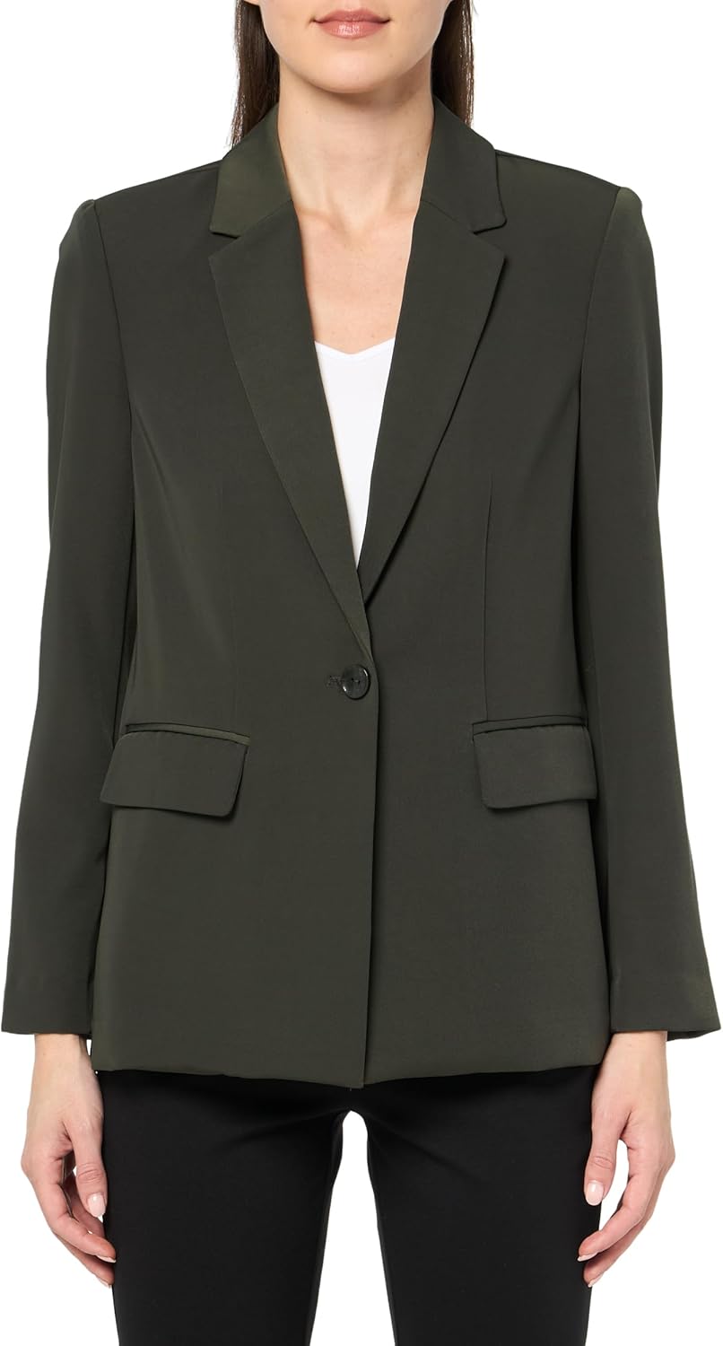 Women's Long Sleeve V Neck One Button Blazer