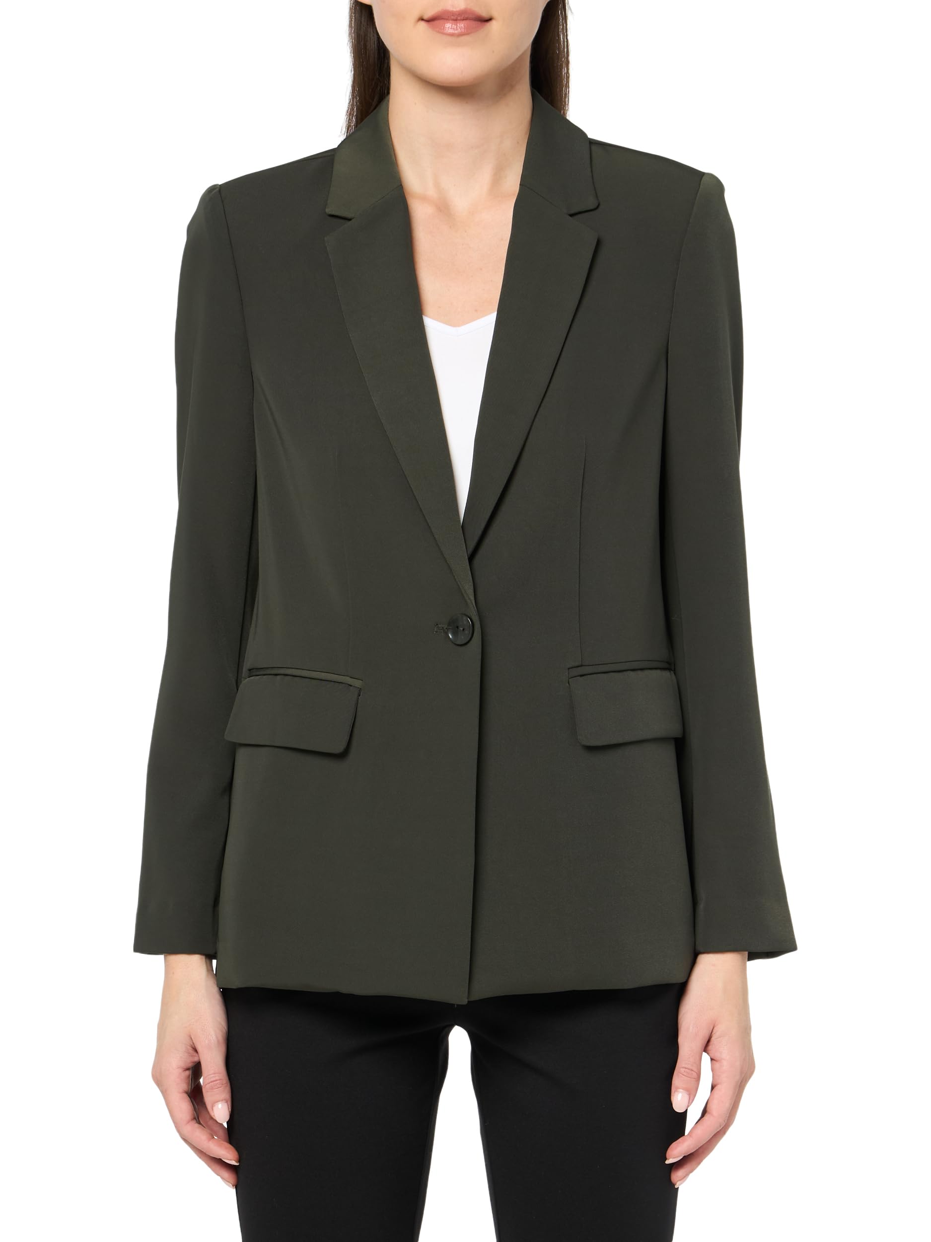 Womens Long Sleeve V Neck One Button Blazer